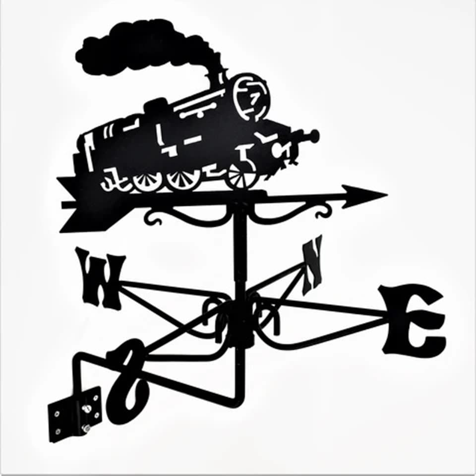 image 1 of Mini Steam Train Weathervane - Blackwind vane - Steel - L38 x W38 x H56 cm - Black