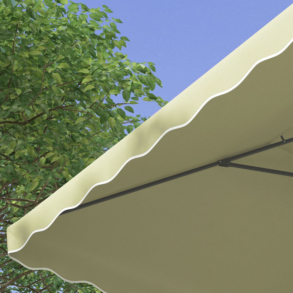 image 1 of Outsunny 2.5m Cantilever Parasol with Easy Lever, Square Double Top Garden Parasol Umbrella with Ruffles and Cross Base, Overhanging Outdoor Sun Shades, Beige