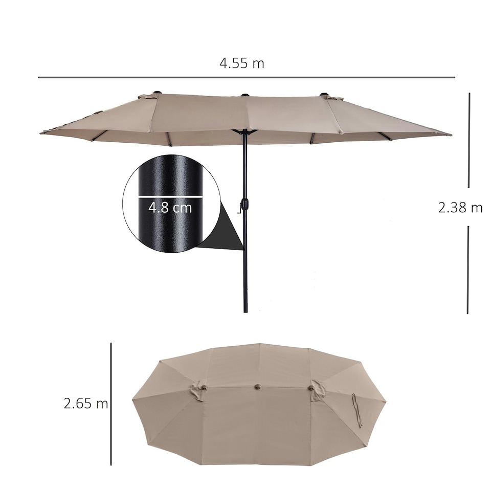 image 1 of Outsunny 4.6M Garden Patio Umbrella Canopy Parasol Sun Shade witho Base
