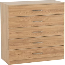 Dakota 5 Drawer Chest Brown | Oak Effect