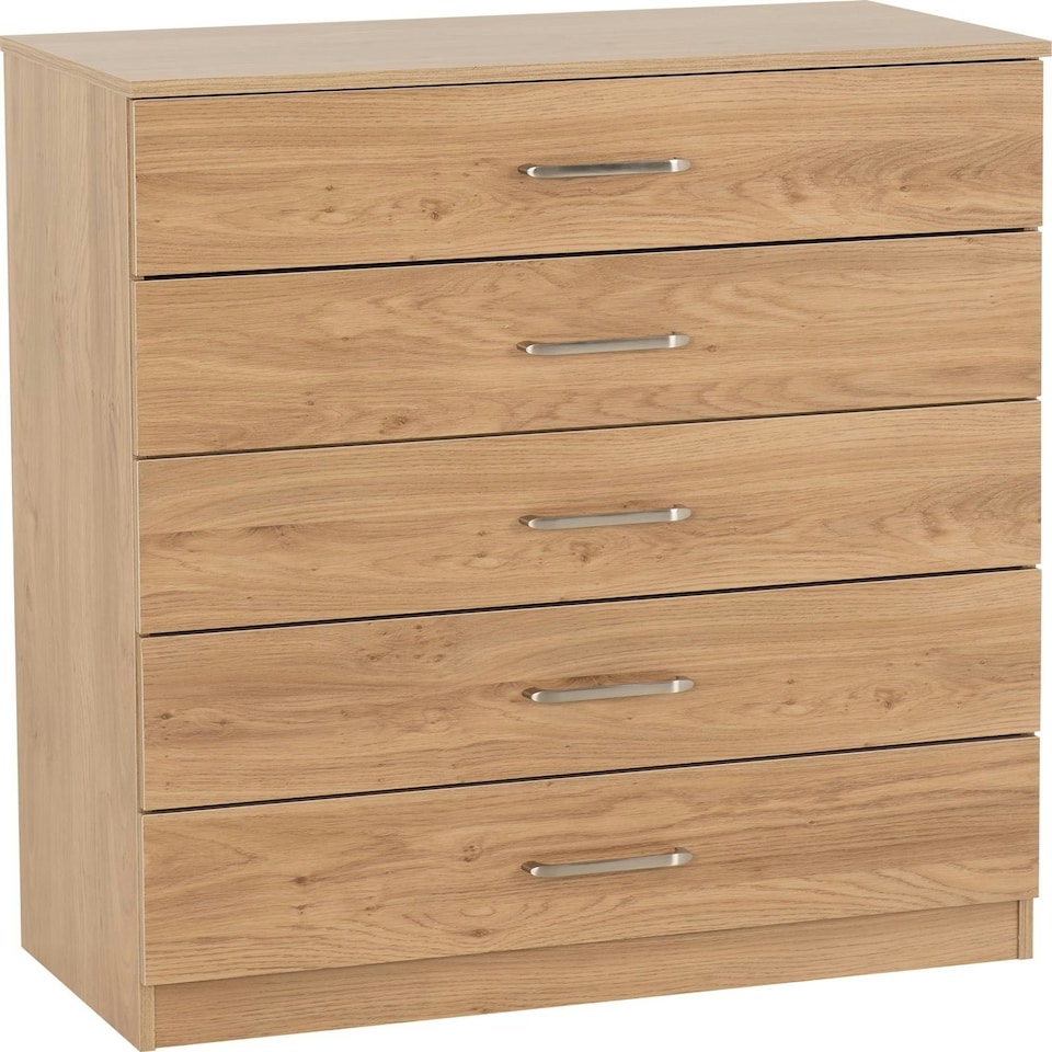 image 1 of Dakota 5 Drawer Chest Brown | Oak Effect