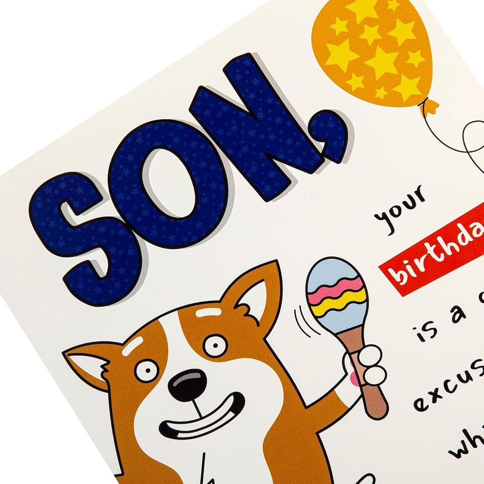 image 1 of Dog Illustration Pop Up Design Funny Son Birthday Card