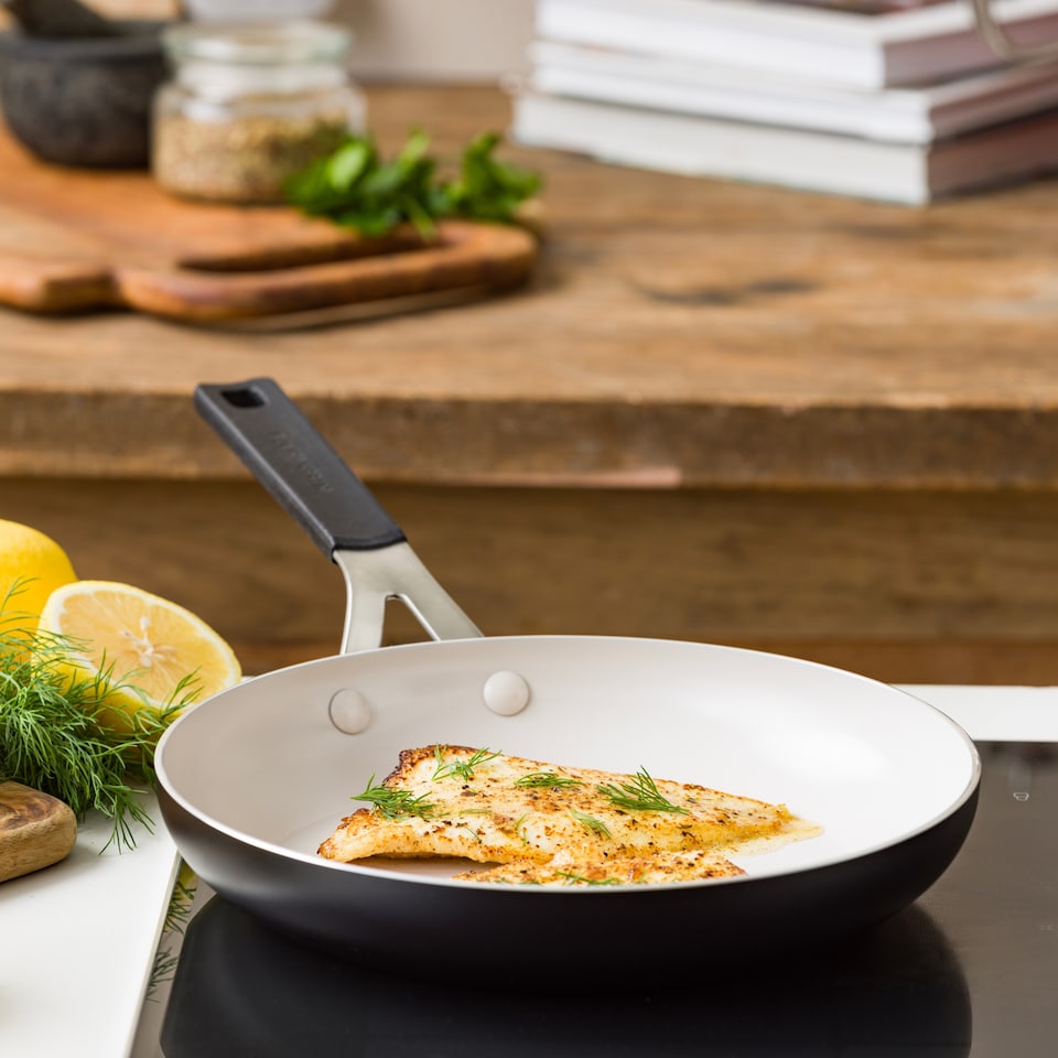 image 1 of KitchenAid Coloured Aluminium Frying Pan, 24cm, Matt Black