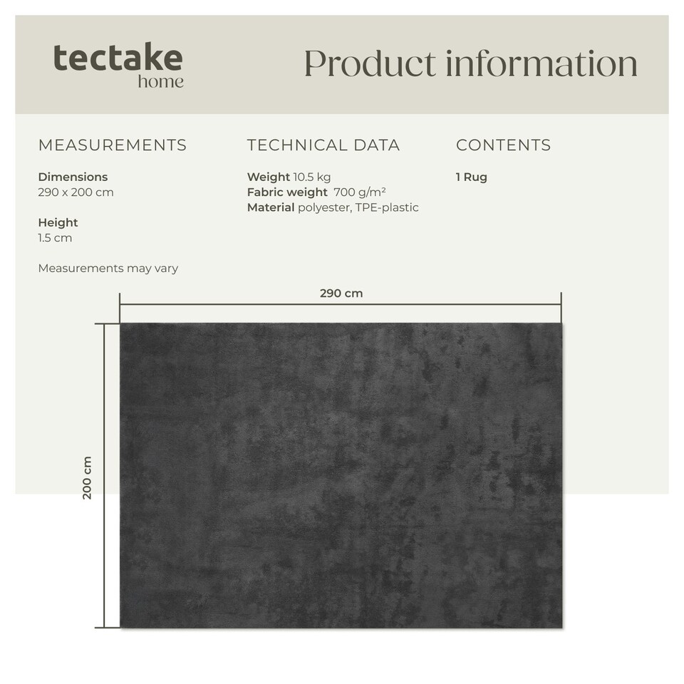 image 1 of Rug Zonelle - short pile and ultra-soft, rectangular or round Grey | Anthracite | 200 x 290 cm