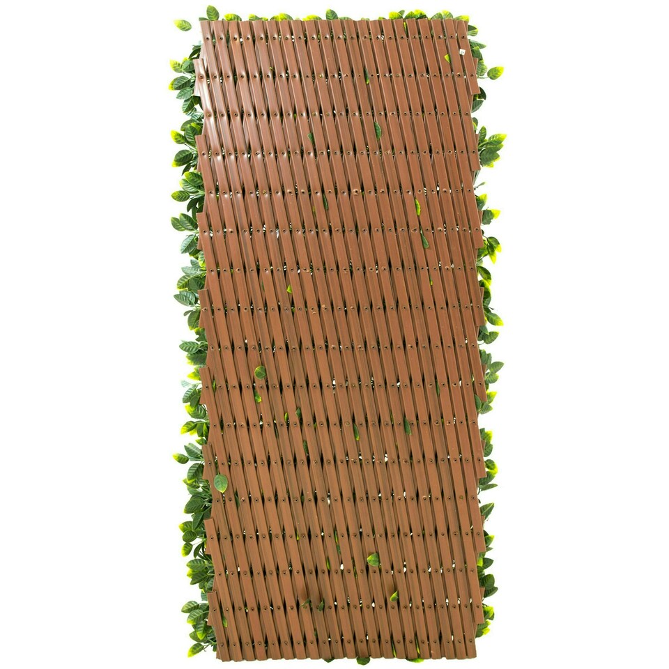 image 1 of Primrose Extendable Artificial Flower Outdoor Screening Trellis Brown 1m x 2m