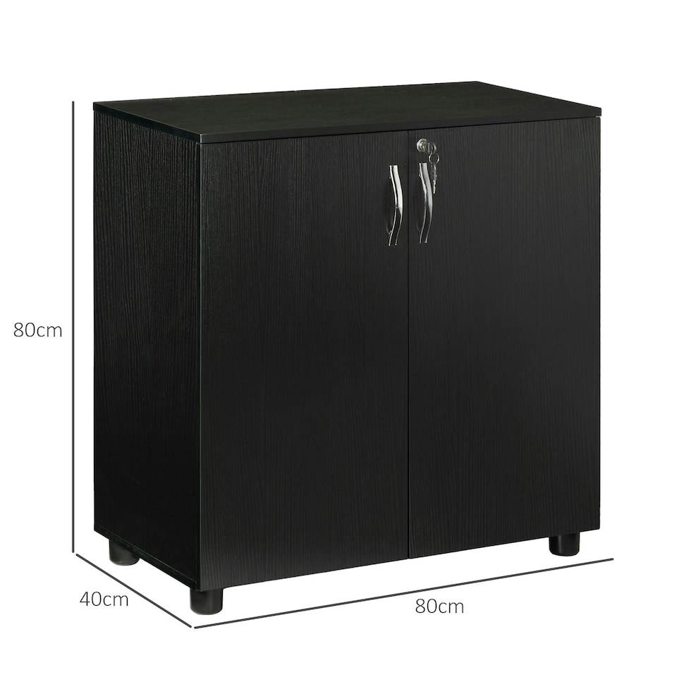 image 1 of Vinsetto 2-Tier Locking Filing Cabinet Office Storage Cabinet, Black