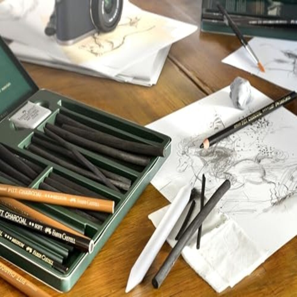 image 1 of Faber-Castell - PITT Pressed Charcoal Blister of 3, Medium