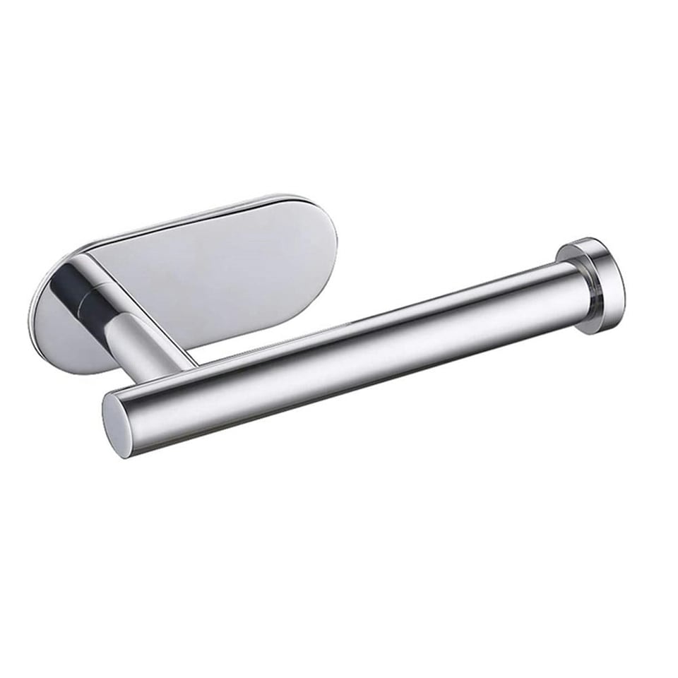 image 1 of Living and Home Modern Wall Mounted Stainless Steel Toilet Paper Roll Holder, Silver