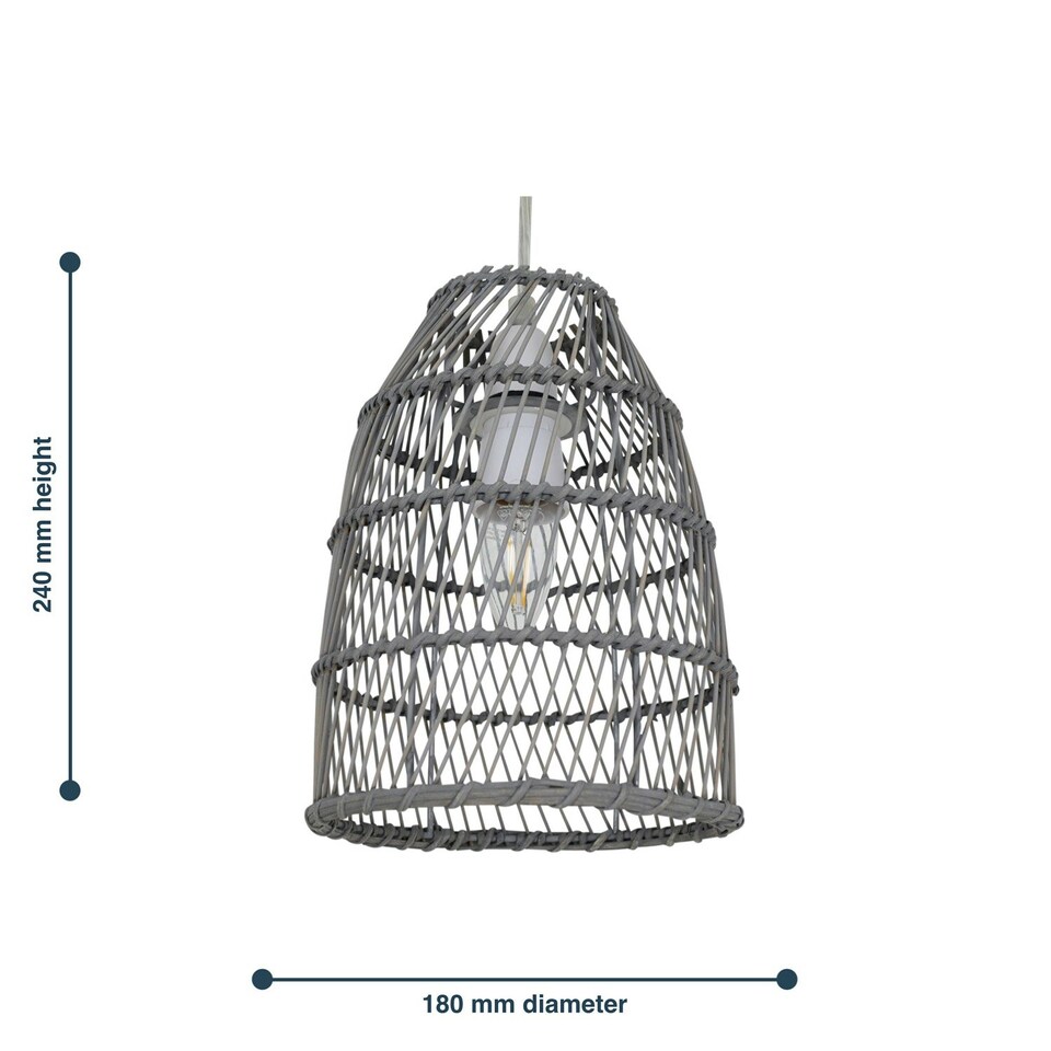 image 1 of Set of 2 Bamboo - Grey Bamboo Easy Fit Pendant Shades Grey