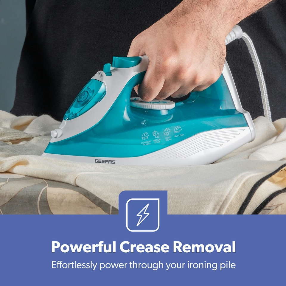 image 1 of GEEPAS Steam Iron, 1750W Blue