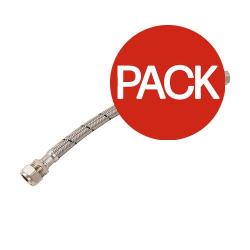 Securplumb Flexi Tap Connectors (Pack of 2) - Silver - 12mm x 300mm x 15mm