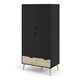image 3 of Oslo Wardrobe 2 Doors 2 Drawers in Black and Oak