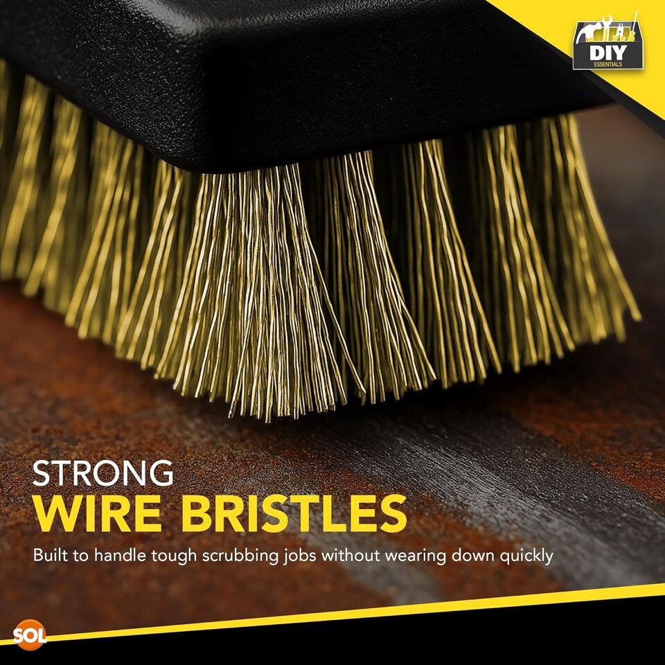 image 1 of 3pk Mini Wire Brush Set – Nylon, Brass & Stainless Steel Brushes for Rust Removal, Polishing & Cleaning Metal, Wood, Automotive & DIY Tasks