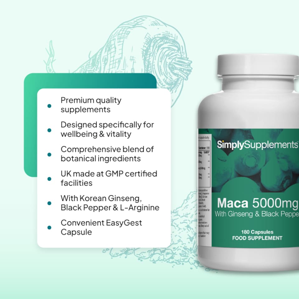 image 1 of Maca Root 5000mg with Ginseng & Black Pepper - 180 Capsules