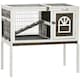 image 1 of PawHut Rabbit Hutch, Elevated Guinea Pig Cage w/ Openable Roof & Tray, Brown