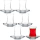image 1 of 6 Pcs 120ml Glass Tea Cup & Saucer Set Coffee Cuppa Breakfast Gift Set