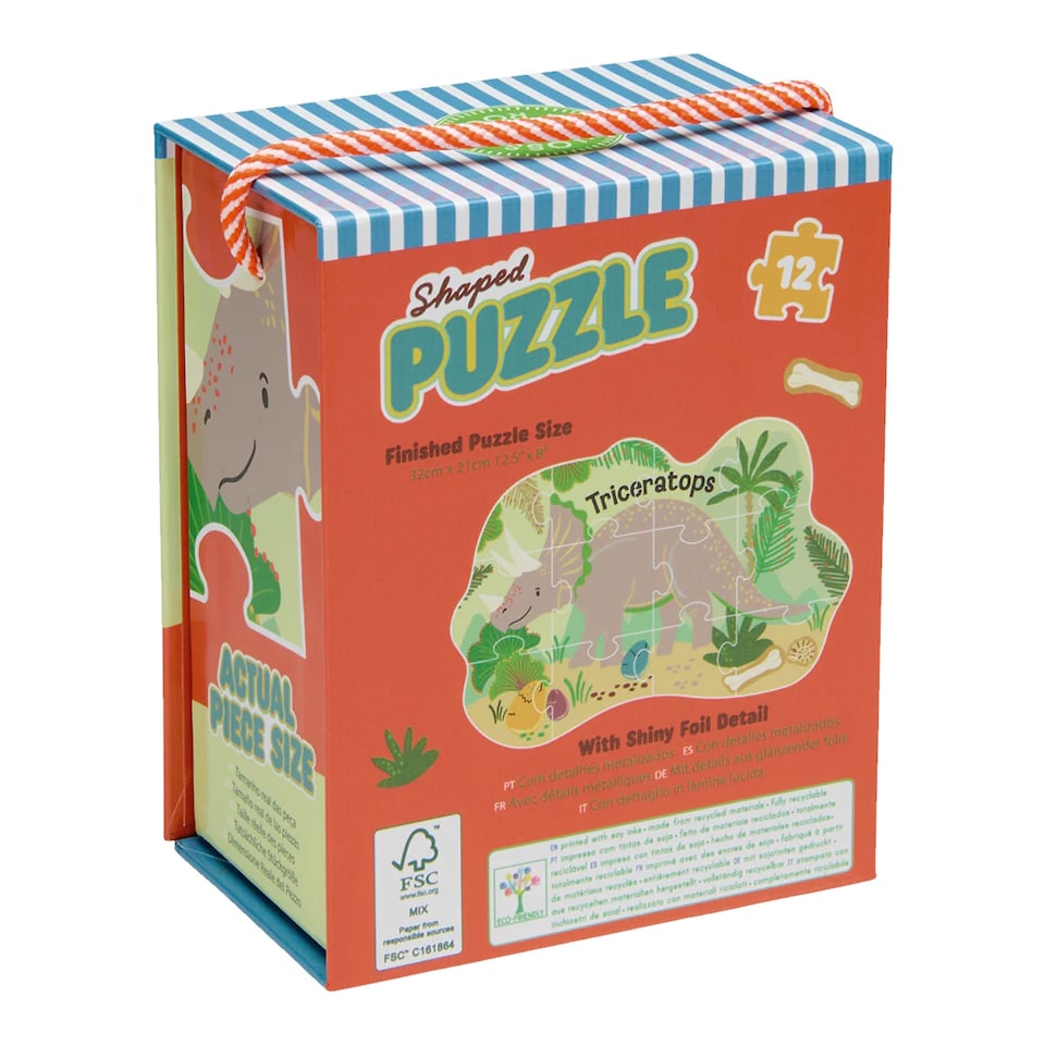 image 1 of Floss & Rock 12pc Shaped Jigsaw Puzzle Dinosaur