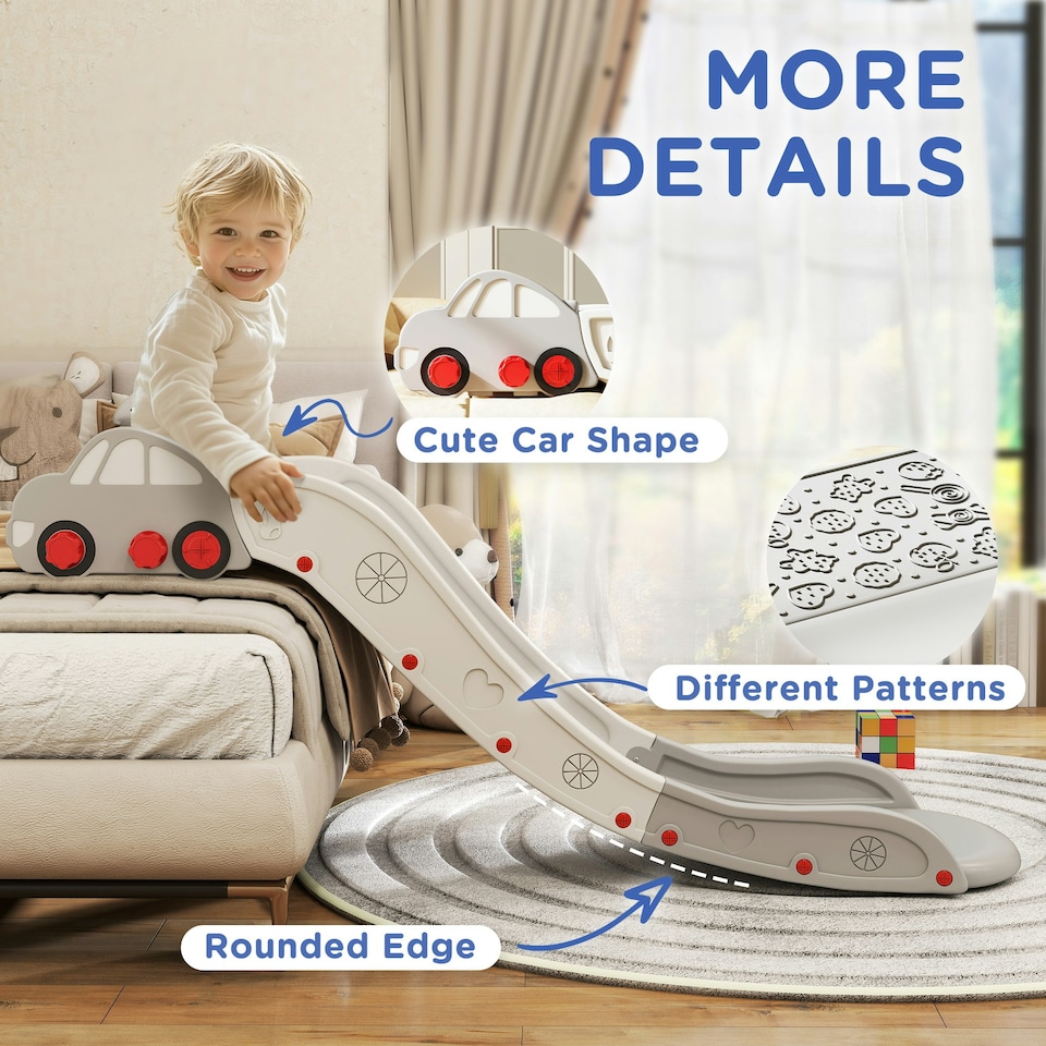 image 1 of AIYAPLAY Kids Slide for Bed, Sofa, Easy to Assemble, Grey