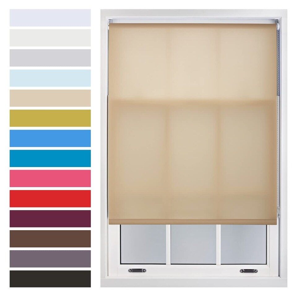 image 1 of FURNISHED Daylight Roller Blinds Made to Measure Sheer Window Blind with Metal Fittings | Brown | Cappuccino | (W) 120cm x (L) 210cm