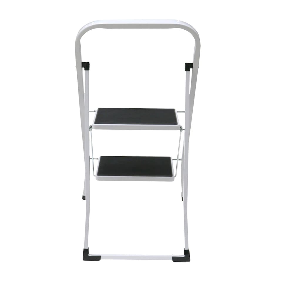 image 1 of Foldable 2 Step Ladder Stepladder Non Slip Tread Safety Steel | White