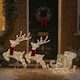 image 2 of Neo 240 LED Christmas Sleigh Reindeer Outdoor Decoration Warm Bright White Mixed Light Effects Timer 65cm Reindeers Weatherproof Frame 6 Ground Hooks Included