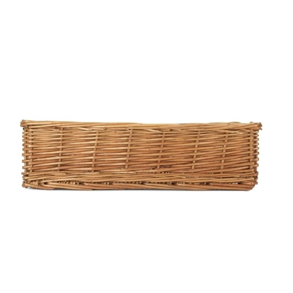 image 1 of Small Double Steamed Storage Wicker Tray | Brown | Brown | Small