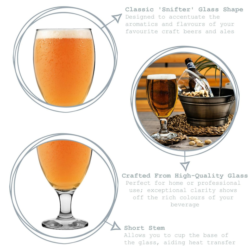 image 1 of LAV Empire Snifter Beer Glasses - 590ml - Clear - Pack of 6 Clear