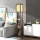 image 7 of HOMCOM Modern Floor Lamp Light with 3 Shelves Fabric Lampshade, Rustic Brown | Brown | Rustic Brown