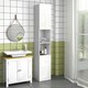 image 2 of kleankin High Gloss Bathroom Storage Cabinet Adjustable Shelves White