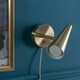 image 2 of ValueLights Pair of - Plug in Brushed Antique Brass Cone Easy Fit Wall Lights with Adjustable Head