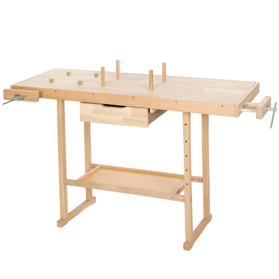 image 1 of Woodworking Bench - with 2 vices, spacious drawer, shelf