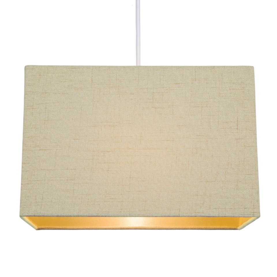 image 1 of Contemporary and Sleek Taupe Linen Fabric Rectangular Lamp Shade 60w Maximum | Cream | Taupe | 1