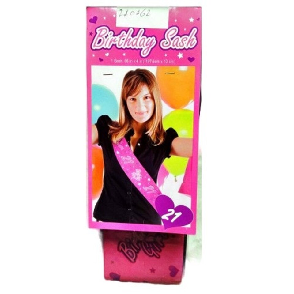 21st Birthday Sash - Pink - One Size