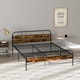 image 9 of HOMCOM 5ft King Size Bed Frame with Headboard, Platform Bed Frame with Underbed Storage, Slat Support, No Box Spring Needed, Easy Assembly, Rustic Brown