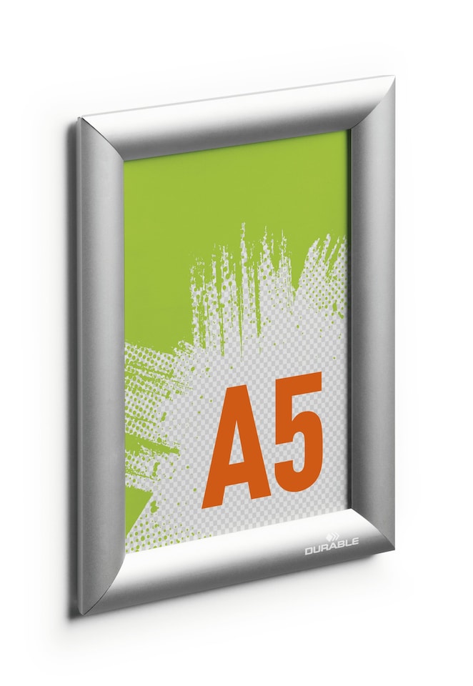 image 1 of Durable Aluminium Snap Frame Retail Clip Poster Holder Notice Board | A5 Silver | Silver