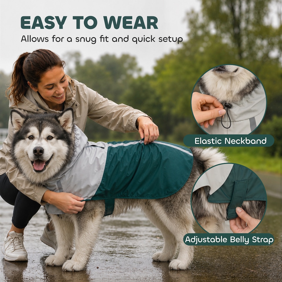 image 1 of PawHut Dog Raincoat with Hood, Dog Rain Jacket, for Extra Large Dogs, XL