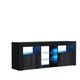 image 1 of TV Unit TV Stand Black Gloss LED Media Console Sideboard Storage Cabinet 145cm