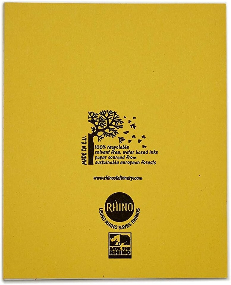 image 1 of Rhino 48 Page 8mm Lined with Margin Exercise Book Yellow 8 x 6.5in 100 Pack