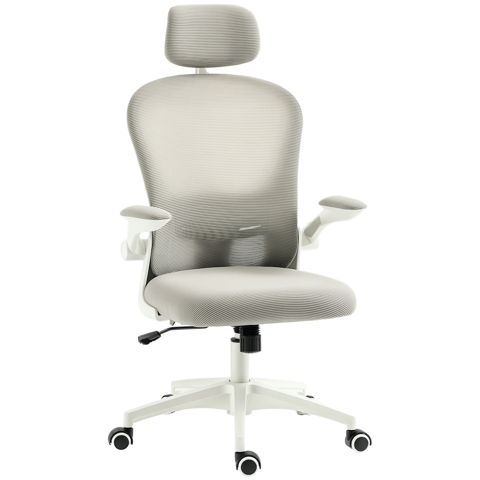 image 1 of Vinsetto Mesh Office Chair with Headrest, 4D Lumbar Support, Flip-up Arm