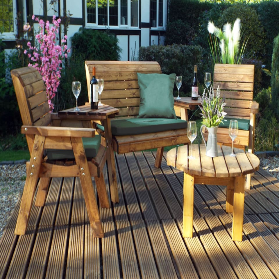 Four Seater Set Round with Cushions - W310 x D150 x H98 - Fully Assembled - Green