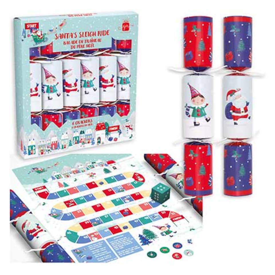 Santa's Sleigh Ride Game Christmas Crackers 30cm / 12 in - Pack of 6