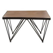 Interiors by Premier Square Coffee Table, Wood and Metal Coffee Table, Industrial Coffee Table, Modern Black Iron Coffee Table Brown