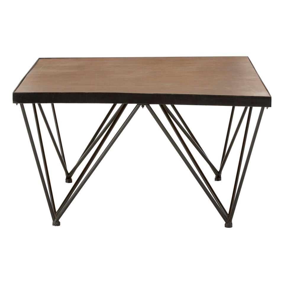 image 1 of Interiors by Premier Square Coffee Table, Wood and Metal Coffee Table, Industrial Coffee Table, Modern Black Iron Coffee Table Brown