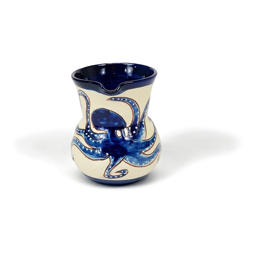 Verano Spanish Ceramics Signature Blue & White Octopus Hand Painted Ceramic Small Pourer Jug 0.5L