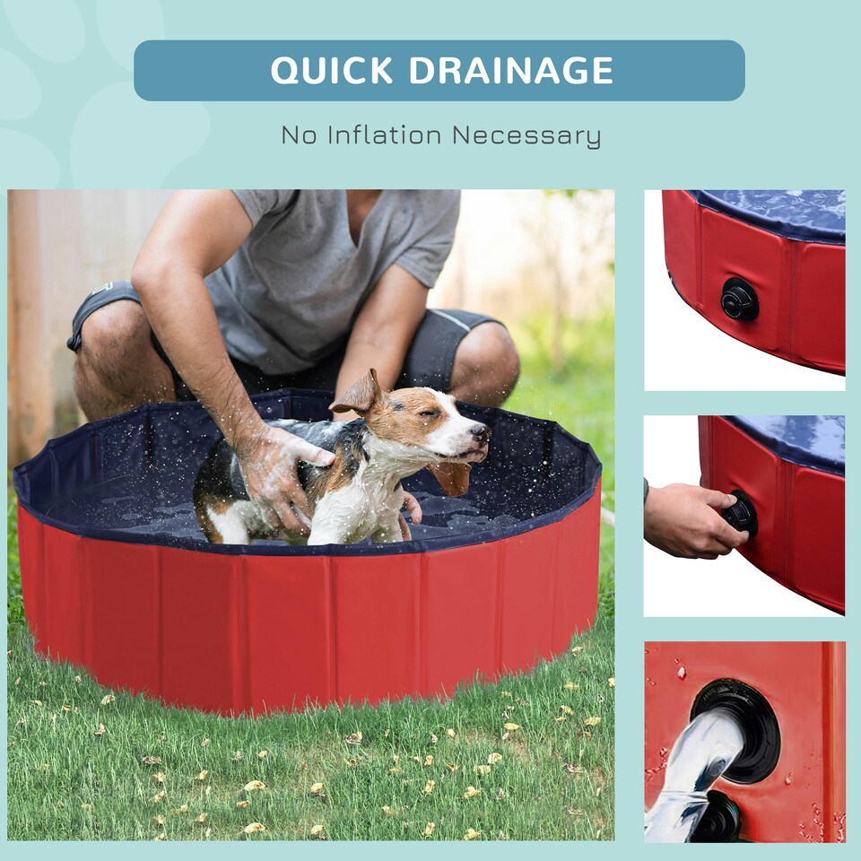 image 1 of PawHut Pet Swimming Bath Portable Cat Dog Foldable Puppy Bathtub