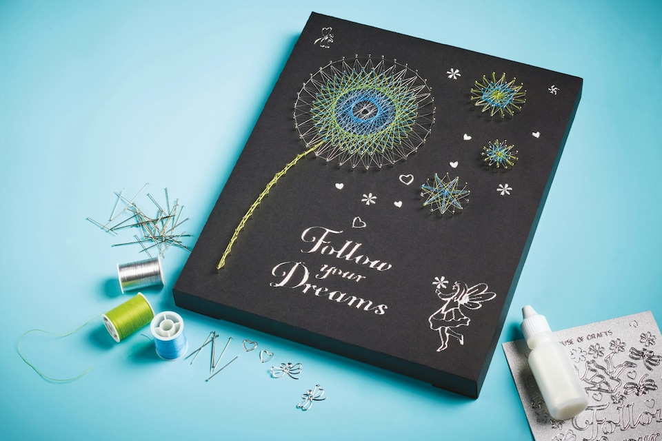 image 1 of House of Crafts Thread Art Craft, Multicoloured, Single Craft Kit