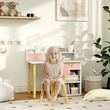 AIYAPLAY Kids Desk and Chair Set for Studying, Reading, Drawing, Pink