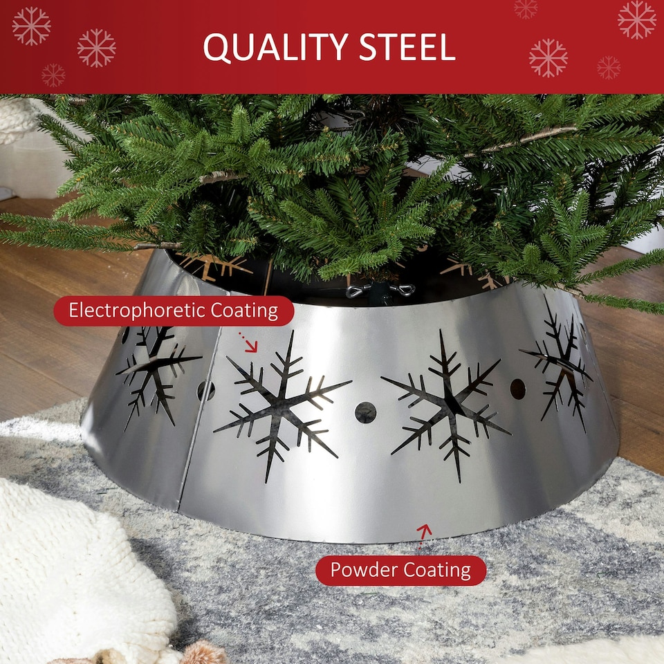 image 1 of HOMCOM Christmas Tree Base Cover with Hollow Snowflake Patterns Xmas Decoration