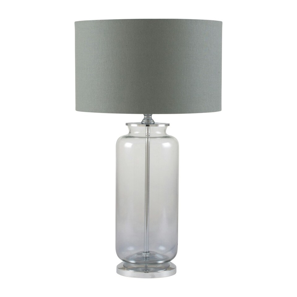 image 1 of Grey Ombre Glass Table Lamp With Grey Lampshade