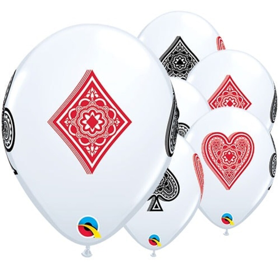 Casino Card Suits Latex Helium Qualatex Balloons 28cm / 11 in - Pack of 25